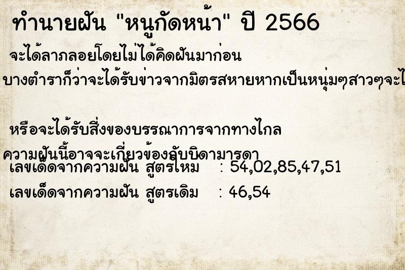 ทำนายฝัน หนูกัดหน้า ทำนายฝัน หนูกัดหน้า
