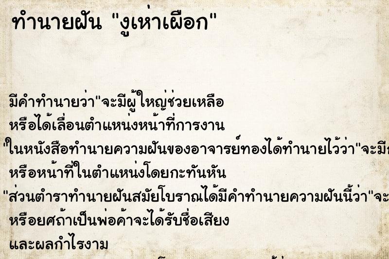 ทำนายฝัน งูเห่าเผือก