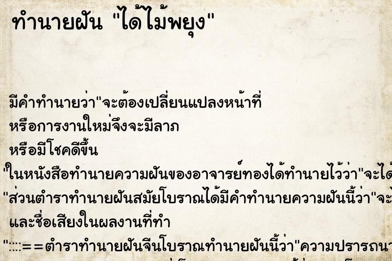 ทำนายฝัน ได้ไม้พยุง ทำนายฝัน ได้ไม้พยุง