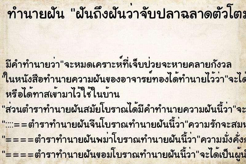 ทำนายฝัน ฝันถึงฝันว่าจับปลาฉลาดตัวโตมาก ทำนายฝัน ฝันถึงฝันว่าจับปลาฉลาดตัวโตมาก
