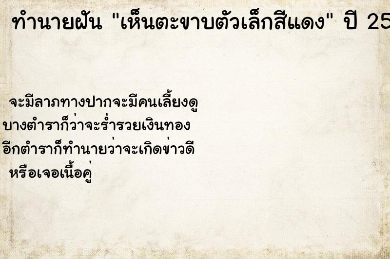 ทำนายฝันเห็นตะขาบตัวเล็กสีแดง ทำนายฝันทำนายฝันเห็นตะขาบตัวเล็กสีแดง