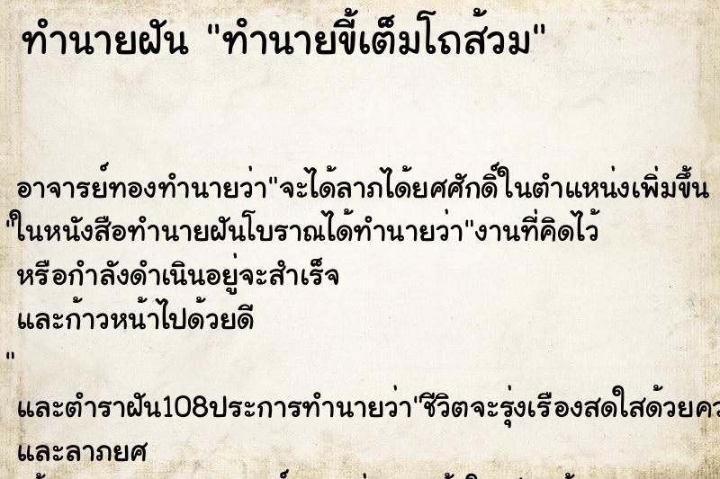 ทำนายฝัน ทํานายขี้เต็มโถส้วม ทำนายฝัน ทํานายขี้เต็มโถส้วม