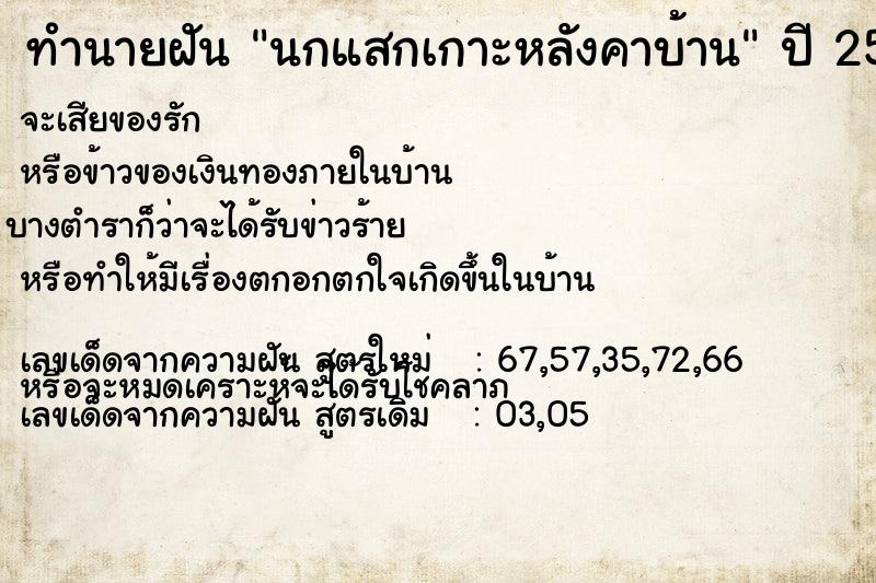 ทำนายฝัน นกแสกเกาะหลังคาบ้าน