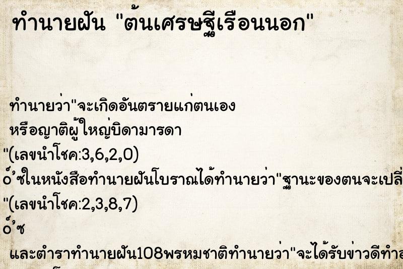 ทำนายฝันต้นเศรษฐีเรือนนอก ทำนายฝันทำนายฝันต้นเศรษฐีเรือนนอก