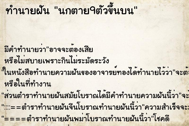 ทำนายฝัน นกตาย9ตัวขึ้นบน