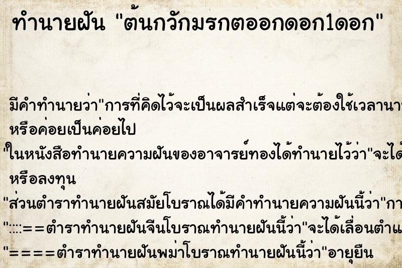 ทำนายฝัน ต้นกวักมรกตออกดอก1ดอก