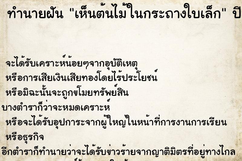 ทำนายฝันทำนายฝันเห็นต้นไม้ในกระถางใบเล็ก