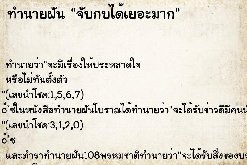 ทำนายฝัน จับกบได้เยอะมาก ทำนายฝัน จับกบได้เยอะมาก
