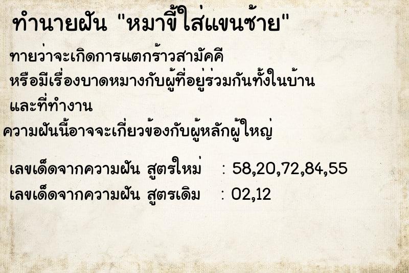 ทำนายฝัน หมาขี้ใส่แขนซ้าย ทำนายฝัน หมาขี้ใส่แขนซ้าย
