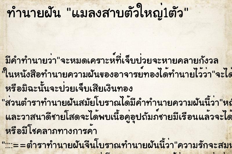 ทำนายฝันแมลงสาบตัวใหญ่1ตัว ทำนายฝันทำนายฝันแมลงสาบตัวใหญ่1ตัว