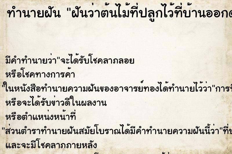 ทำนายฝัน ฝันว่าต้นไม้ที่ปลูกไว้ที่บ้านออกดอก ทำนายฝัน ฝันว่าต้นไม้ที่ปลูกไว้ที่บ้านออกดอก