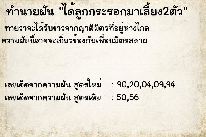 ทำนายฝัน ได้ลูกกระรอกมาเลี้ยง2ตัว ตำราโบราณ แม่นที่สุดในโลก