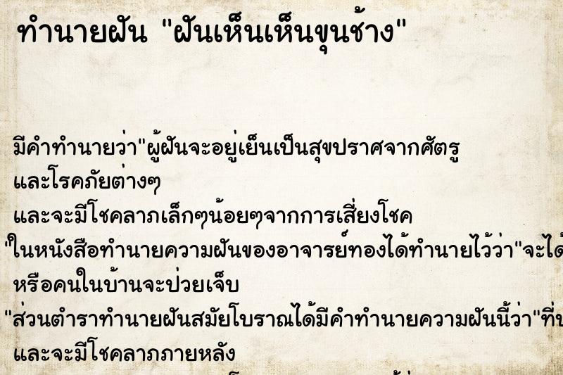 ทำนายฝัน ฝันเห็นเห็นขุนช้าง ทำนายฝัน ฝันเห็นเห็นขุนช้าง