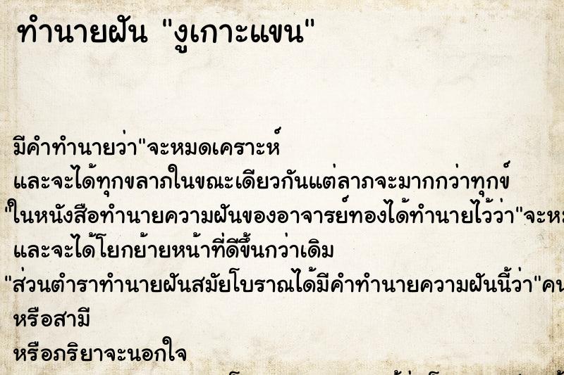 ทำนายฝัน งูเกาะแขน