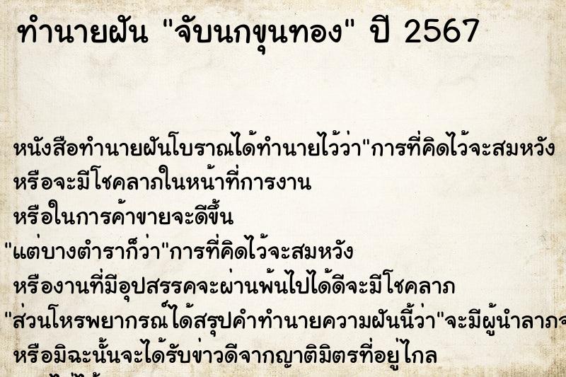 ทำนายฝันทำนายฝันจับนกขุนทอง