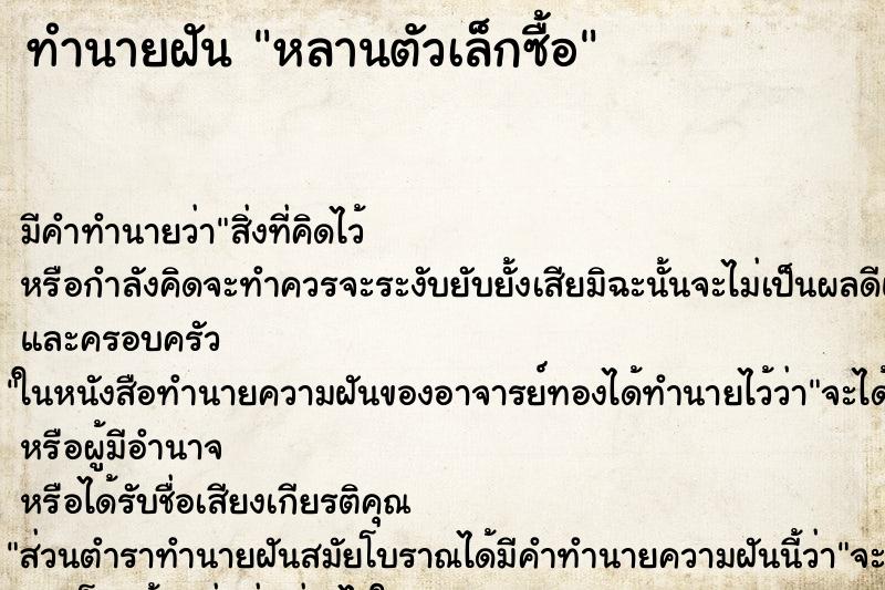 ทำนายฝันหลานตัวเล็กซื้อ ทำนายฝันทำนายฝันหลานตัวเล็กซื้อ