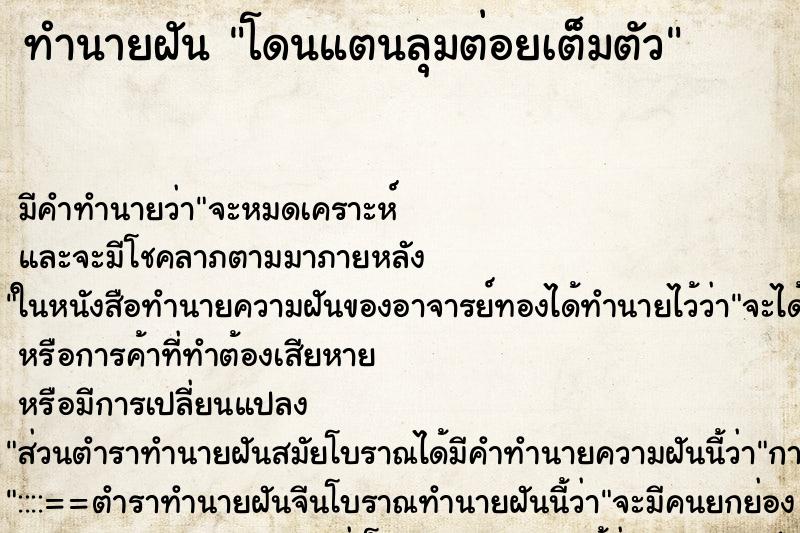 ทำนายฝัน โดนแตนลุมต่อยเต็มตัว ทำนายฝัน โดนแตนลุมต่อยเต็มตัว