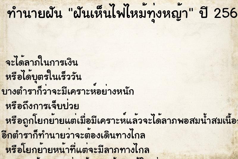 ทำนายฝันฝันเห็นไฟไหม้ทุ่งหญ้า ทำนายฝันทำนายฝันฝันเห็นไฟไหม้ทุ่งหญ้า