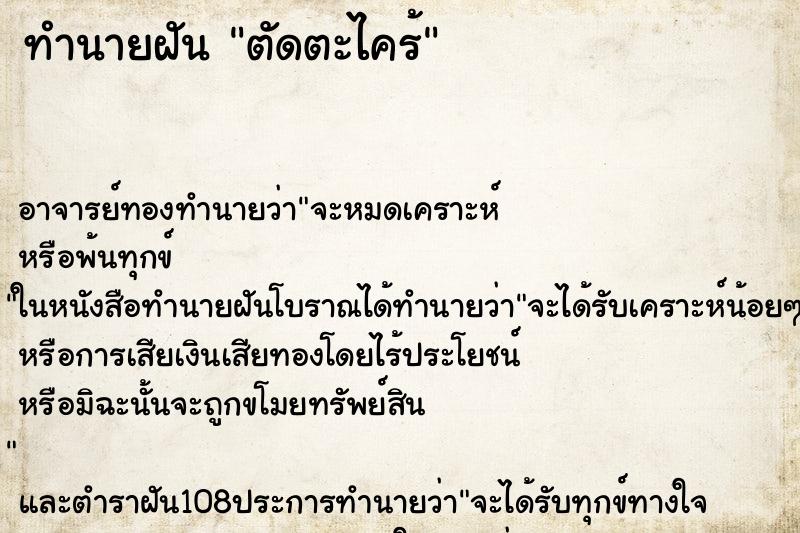 ทำนายฝัน ตัดตะไคร้ ทำนายฝัน ตัดตะไคร้