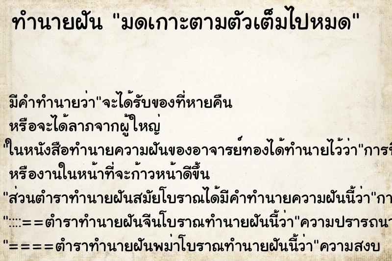ทำนายฝันทำนายฝันมดเกาะตามตัวเต็มไปหมด