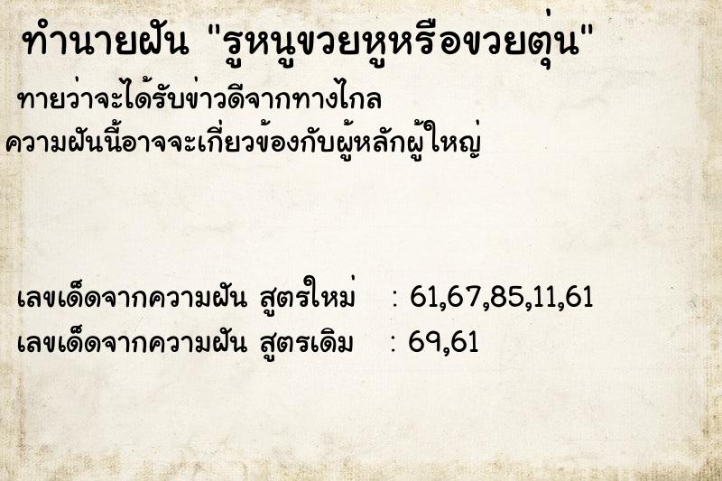 ทำนายฝันทำนายฝันรูหนูขวยหูหรือขวยตุ่น