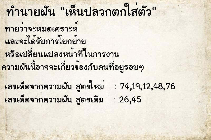 ทำนายฝันเห็นปลวกตกใส่ตัว ทำนายฝันทำนายฝันเห็นปลวกตกใส่ตัว