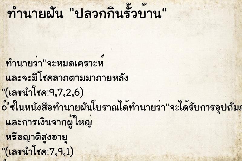 ทำนายฝันปลวกกินรั้วบ้าน ทำนายฝันทำนายฝันปลวกกินรั้วบ้าน