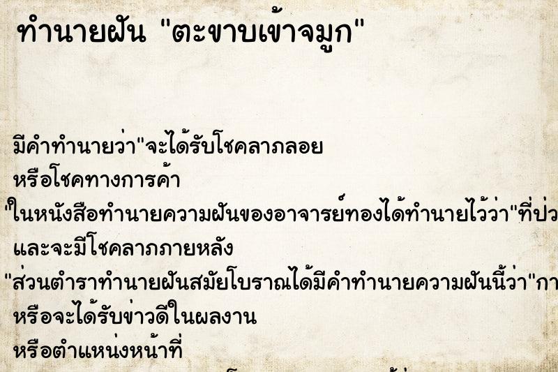 ทำนายฝัน ตะขาบเข้าจมูก ทำนายฝัน ตะขาบเข้าจมูก