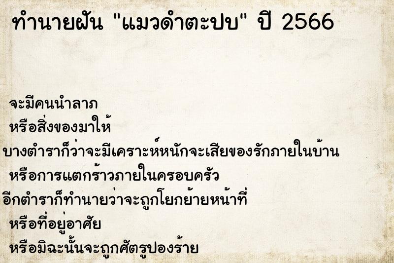 ทำนายฝันแมวดำตะปบ ทำนายฝันทำนายฝันแมวดำตะปบ