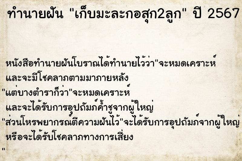 ทำนายฝันเก็บมะละกอสุก2ลูก ทำนายฝันทำนายฝันเก็บมะละกอสุก2ลูก