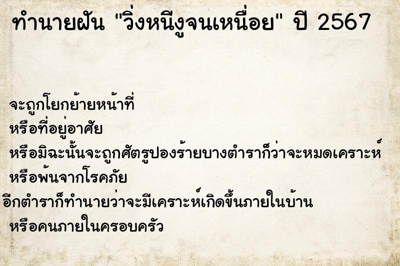 ทำนายฝัน วิ่งหนีงูจนเหนื่อย ทำนายฝัน วิ่งหนีงูจนเหนื่อย