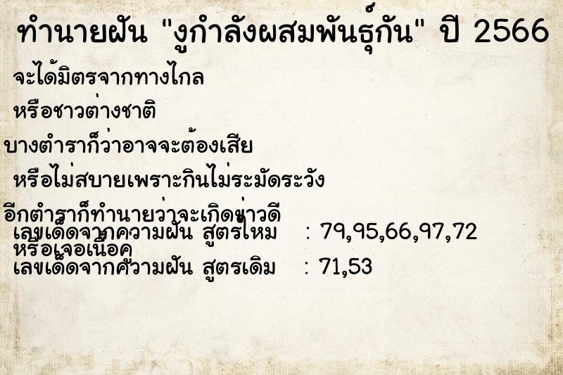 ทำนายฝัน งูกำลังผสมพันธุ์กัน ตำราโบราณ แม่นที่สุดในโลก