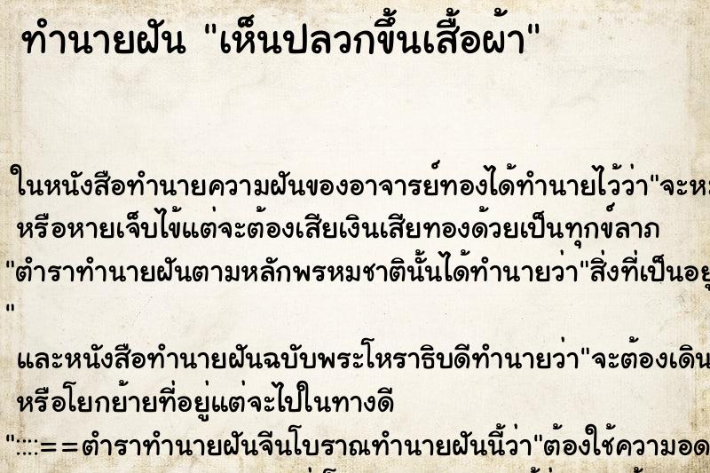 ทำนายฝัน เห็นปลวกขึ้นเสื้อผ้า ทำนายฝัน เห็นปลวกขึ้นเสื้อผ้า