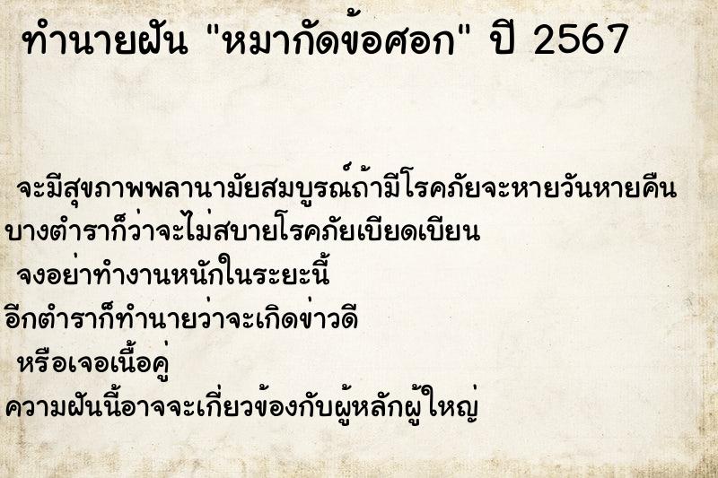 ทำนายฝัน หมากัดข้อศอก ทำนายฝัน หมากัดข้อศอก