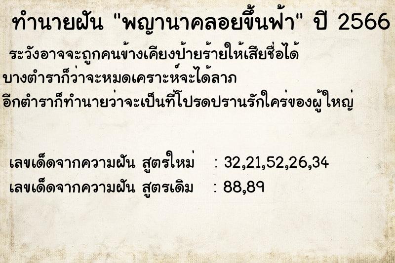 ทำนายฝันทำนายฝันพญานาคลอยขึ้นฟ้า