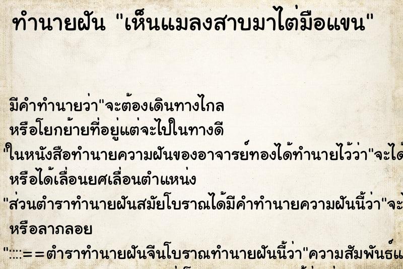 ทำนายฝันเห็นแมลงสาบมาไต่มือแขน ทำนายฝันทำนายฝันเห็นแมลงสาบมาไต่มือแขน