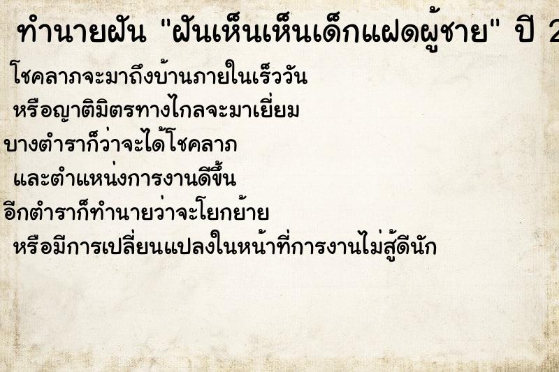 ทำนายฝันทำนายฝันฝันเห็นเห็นเด็กแฝดผู้ชาย