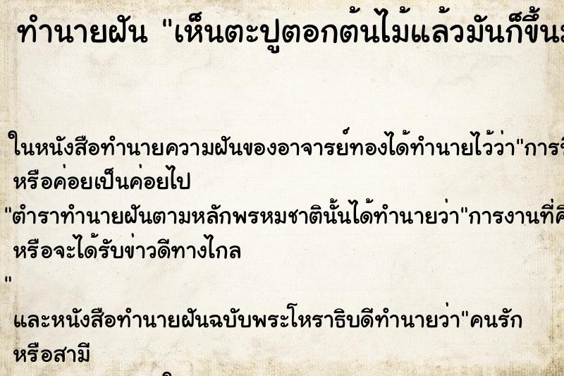 ทำนายฝันทำนายฝันเห็นตะปูตอกต้นไม้แล้วมันก็ขึ้นมา