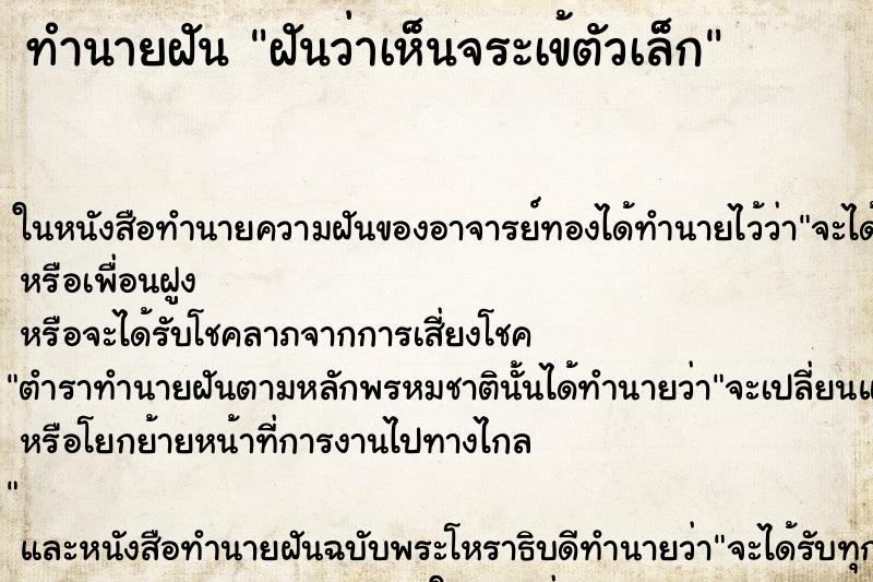 ทำนายฝันฝันว่าเห็นจระเข้ตัวเล็ก ทำนายฝันทำนายฝันฝันว่าเห็นจระเข้ตัวเล็ก