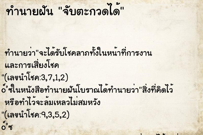 ทำนายฝันทำนายฝันจับตะกวดได้