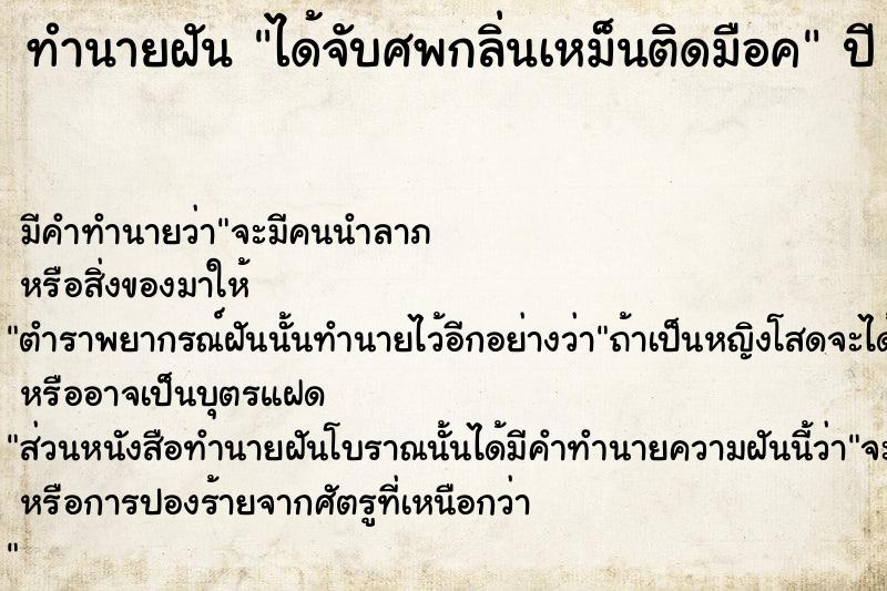 ทำนายฝันได้จับศพกลิ่นเหม็นติดมือค ทำนายฝันทำนายฝันได้จับศพกลิ่นเหม็นติดมือค