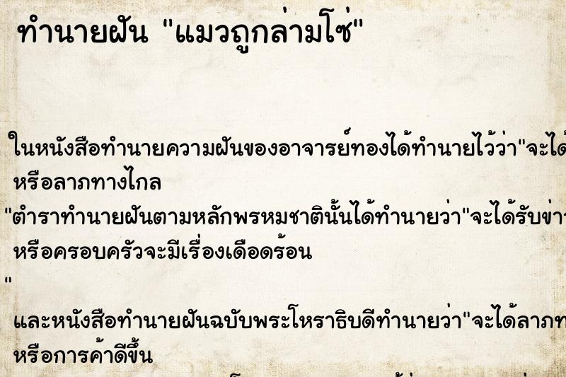 ทำนายฝันแมวถูกล่ามโซ่ ทำนายฝันทำนายฝันแมวถูกล่ามโซ่