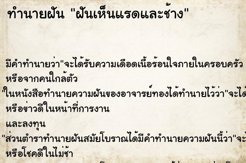 ทำนายฝัน ฝันเห็นแรดและช้าง ทำนายฝัน ฝันเห็นแรดและช้าง