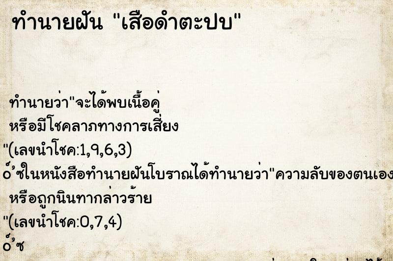 ทำนายฝันเสือดำตะปบ ทำนายฝันทำนายฝันเสือดำตะปบ