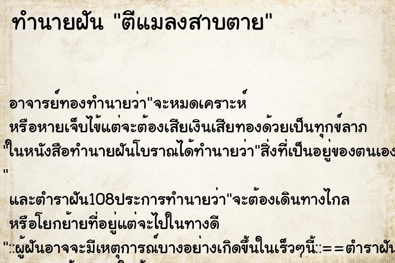 ทำนายฝัน ตีแมลงสาบตาย ตำราโบราณ แม่นที่สุดในโลก