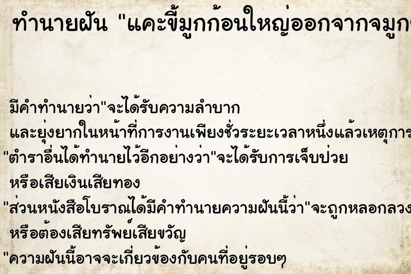 ทำนายฝัน แคะขี้มูกก้อนใหญ่ออกจากจมูกข้างซ้าย ตำราโบราณ แม่นที่สุดในโลก