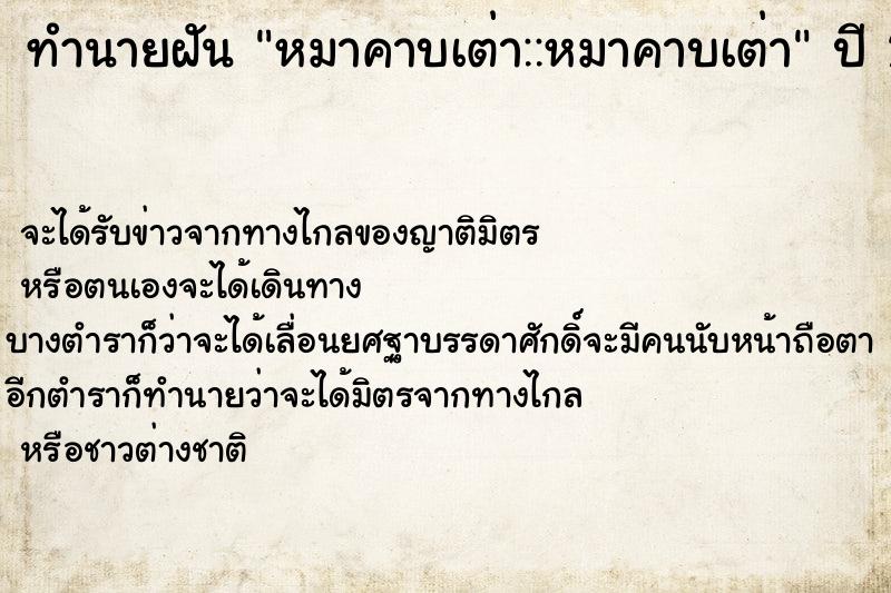 ทำนายฝัน หมาคาบเต่า::หมาคาบเต่า ทำนายฝัน หมาคาบเต่า::หมาคาบเต่า