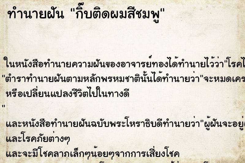 ทำนายฝัน กิ๊บติดผมสีชมพู ทำนายฝัน กิ๊บติดผมสีชมพู