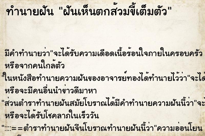 ทำนายฝัน ฝันเห็นตกส้วมขี้เต็มตัว ทำนายฝัน ฝันเห็นตกส้วมขี้เต็มตัว