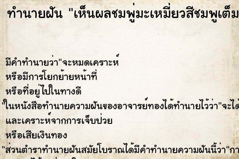 ทำนายฝัน เห็นผลชมพู่มะเหมี่ยวสีชมพูเต็มต้น ทำนายฝัน เห็นผลชมพู่มะเหมี่ยวสีชมพูเต็มต้น